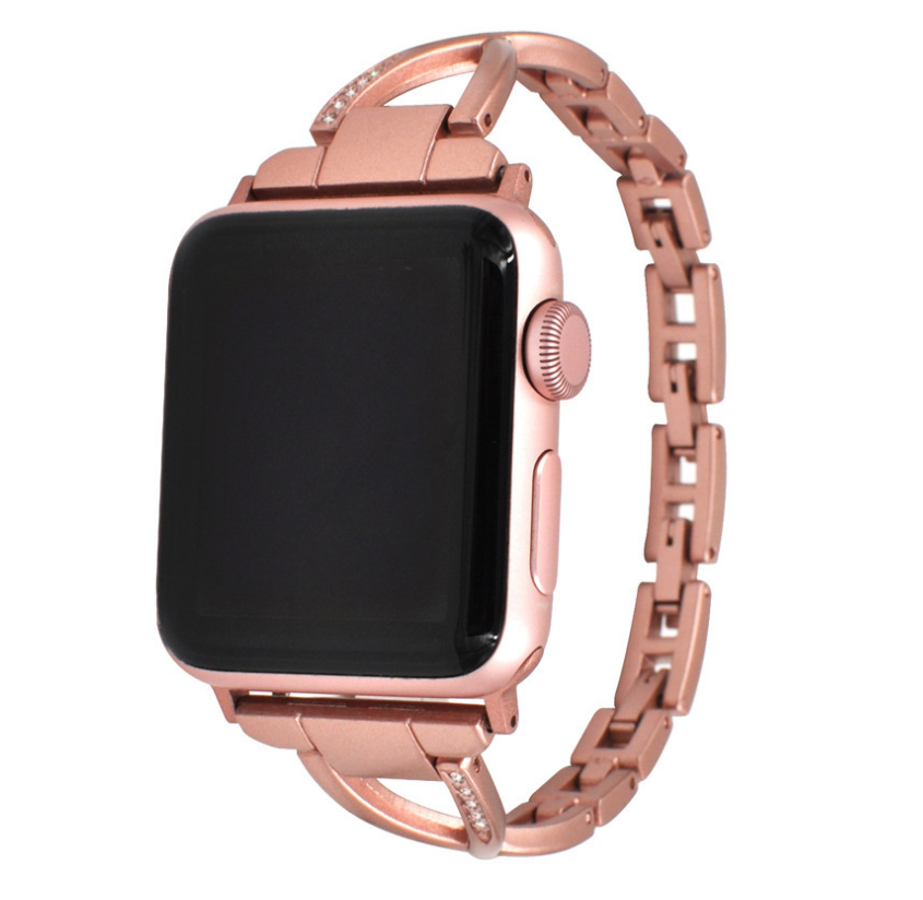 Correa para Apple Watch de acero inoxidable tipo X con diamantes